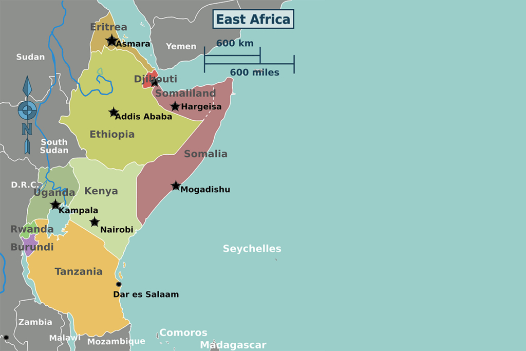 East Africa regions map2