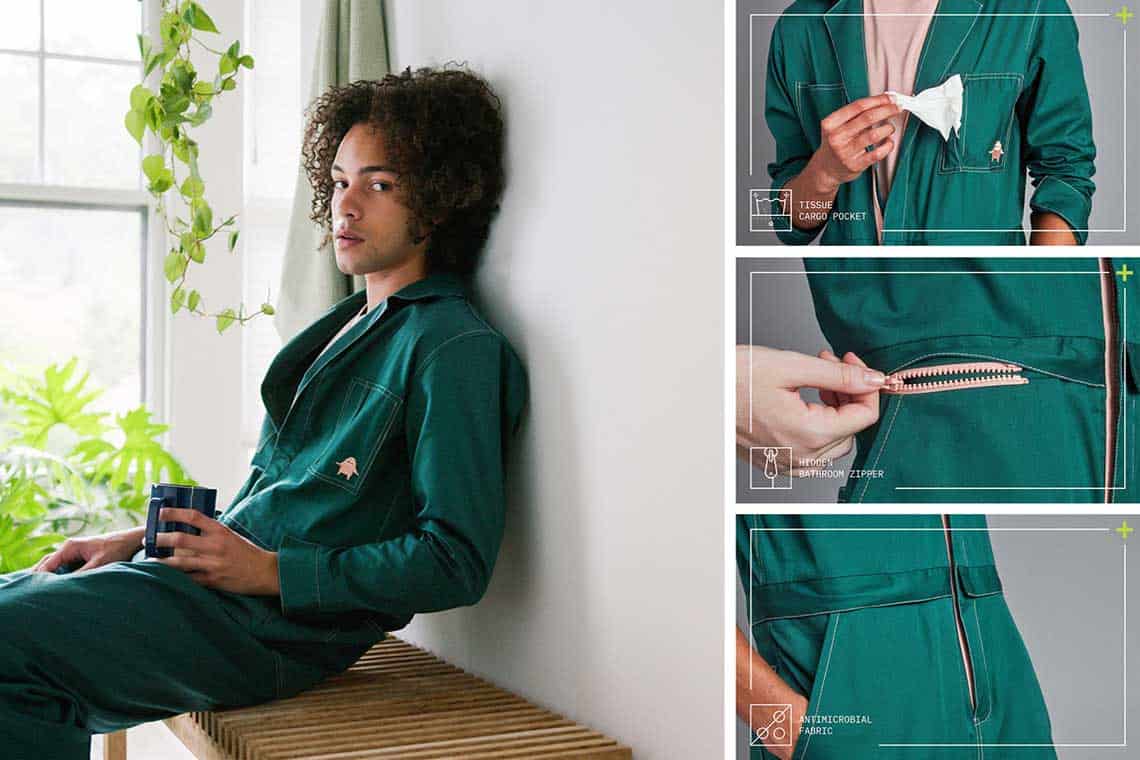 The garment's feature purpose built pockets to make tissues easy to access.