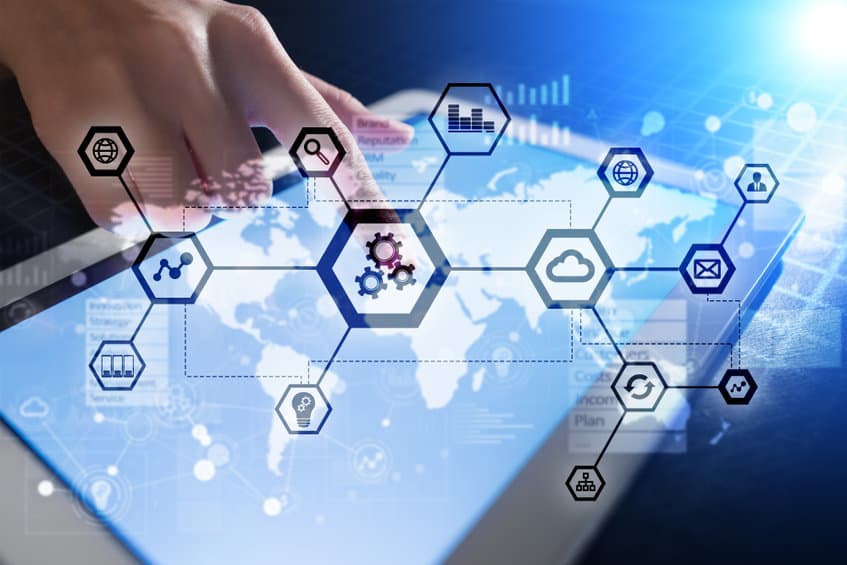 IOT, Automation, industry 4.0. Information technology in manufacturing concept. Smart factory.