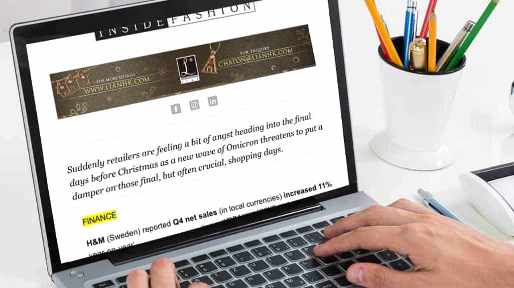 Laptop with Inside Fashion newsletter