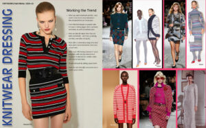 A magazine with pictures of women wearing knitwear.