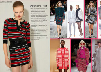 A magazine with pictures of women wearing knitwear.