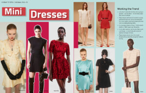 A fashion magazine with pictures of women wearing mini dresses.
