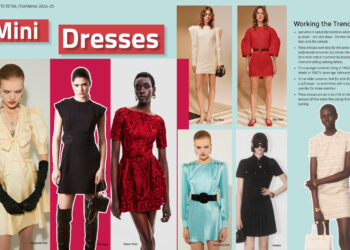 A fashion magazine with pictures of women wearing mini dresses.