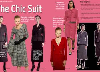 The chic suit is shown in a magazine.