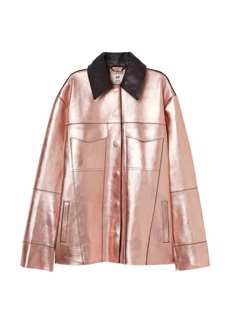 Metallic coated leather jacket